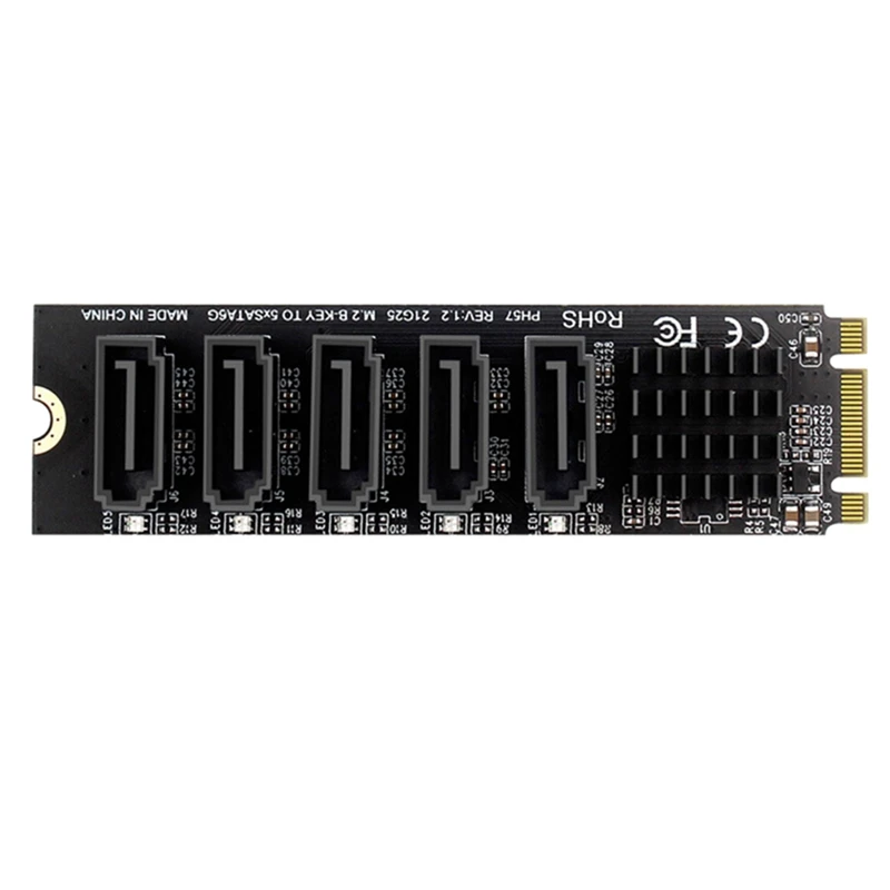 Top-M.2 NGFF B-Key Sata To SATA 5 Port Expansion Card 6Gbps Expansion Card JMB585 Chipset Support SSD And HDD