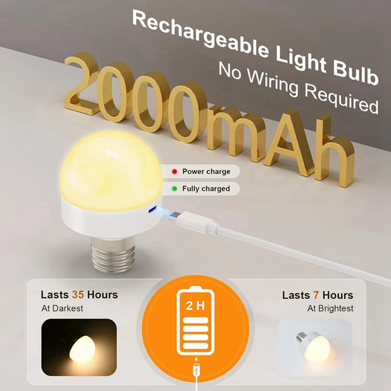 Light Bulbs With Remote - E26 Battery Operated Light Bulb For Non-Hardwired Wall Sconces, Pendant Lights