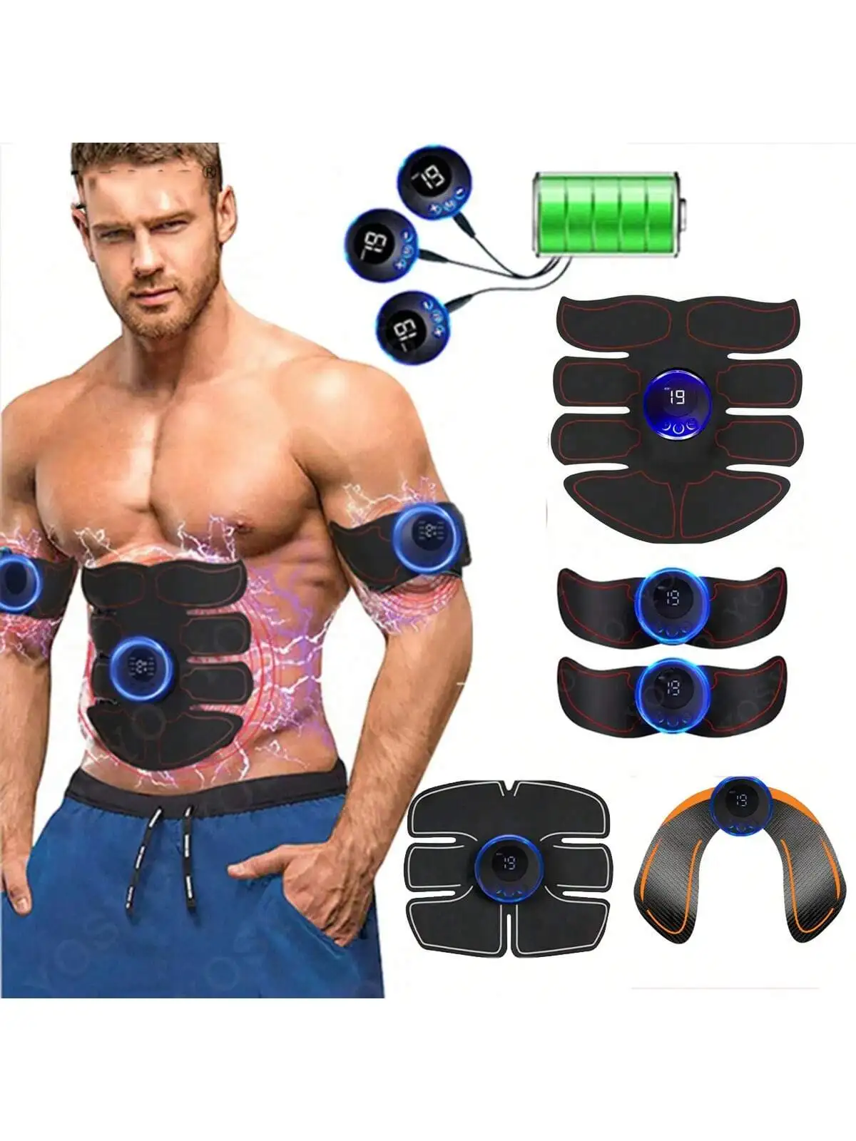 EMS Bauch Muskel Stimulator Fitness ABS Arm Training Patches Muskel Übung Instrument USB Lade Hause Männer