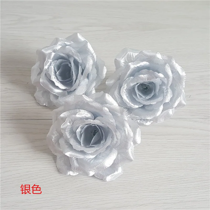 Silber 10CM Künstliche Blumen Rose Silk Blumen Künstliche Blume Köpfe Hause Dekoration Hochzeit Favors DIY Gefälschte Blumen Flores