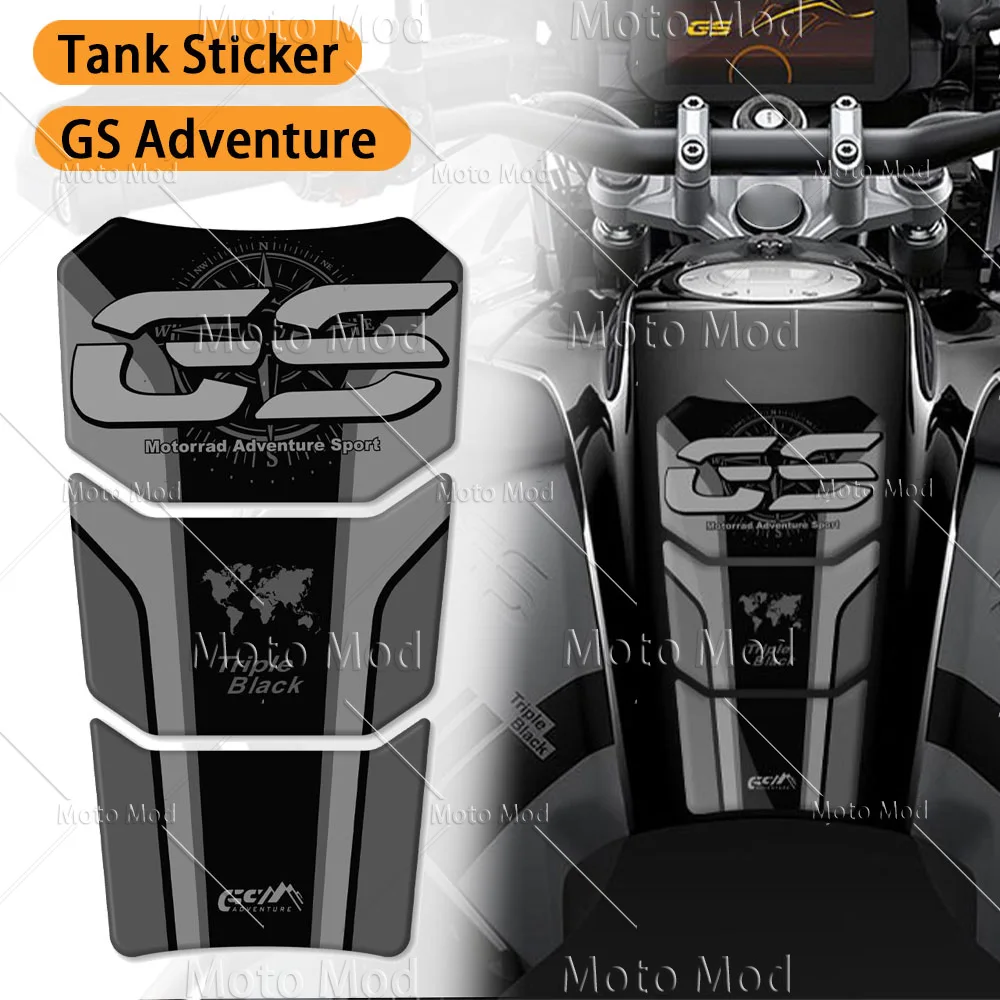 

For R1200GS ADV R1250GS Adventure 3D Motorcycle Tank Pad Sticker Protector Triple black 40 years Decal 2022 2023 2024