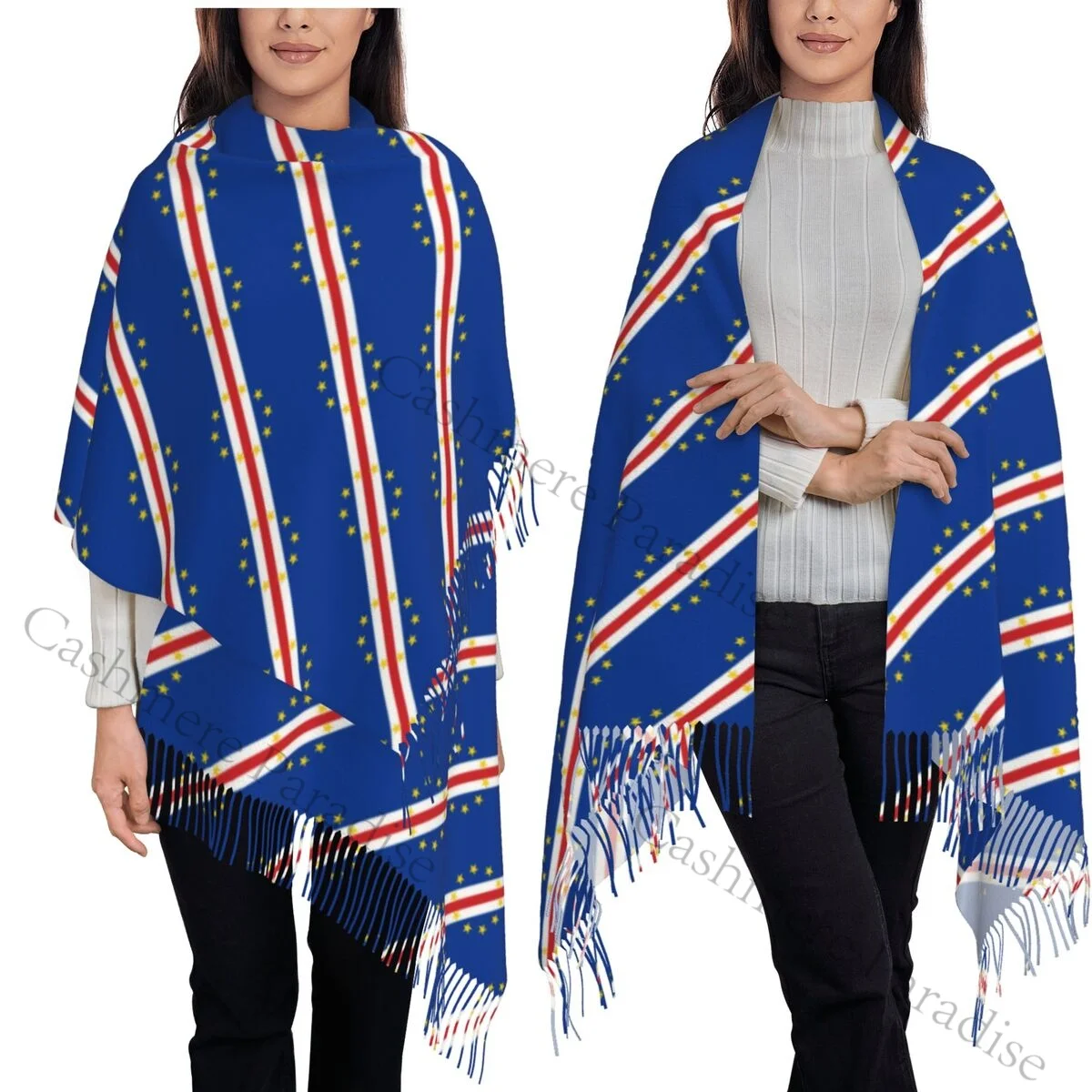 Cape Verde Flag Warm Shawls Wrpas Men Women Custom Large Scarves Winter Luxury Brand