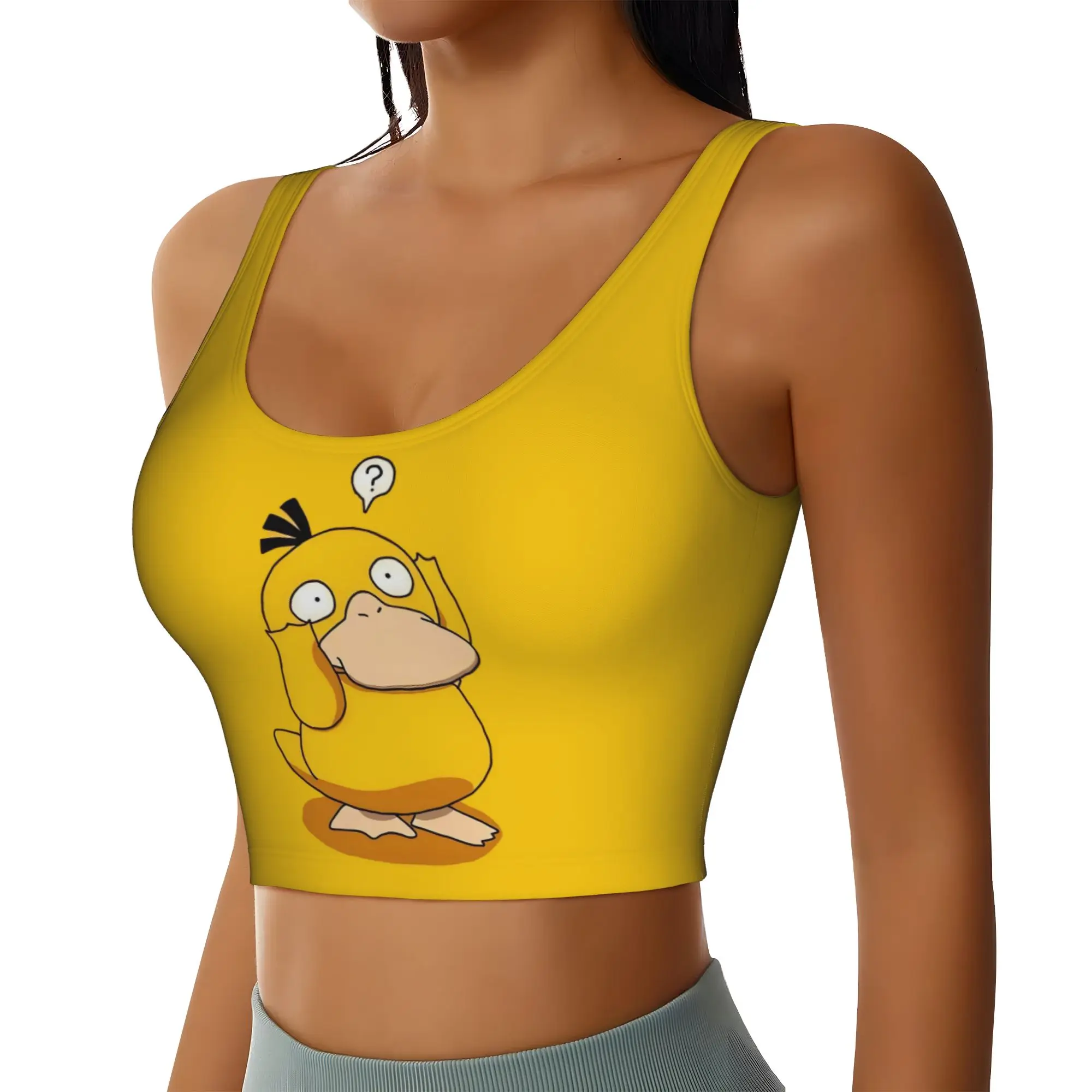 Custom High Impact P-Psyducks Sports Bra Women's Animated Film Gym Workout Yoga Crop Top