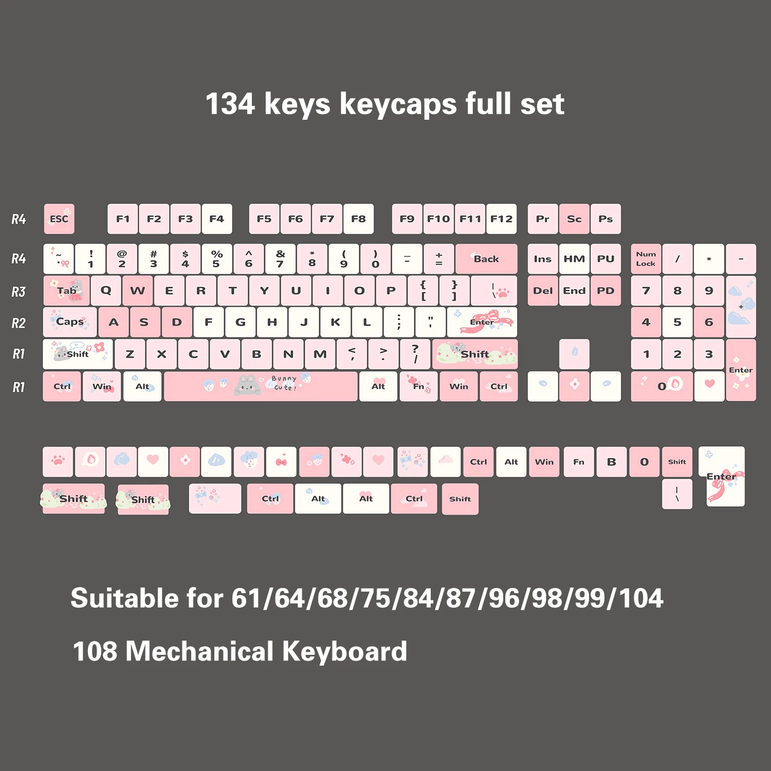 MOA Keycaps PBT Keycaps 134 Keys Custom Keyboard Keycaps for Cherry Gateron MX Switches Mechanical Keyboards