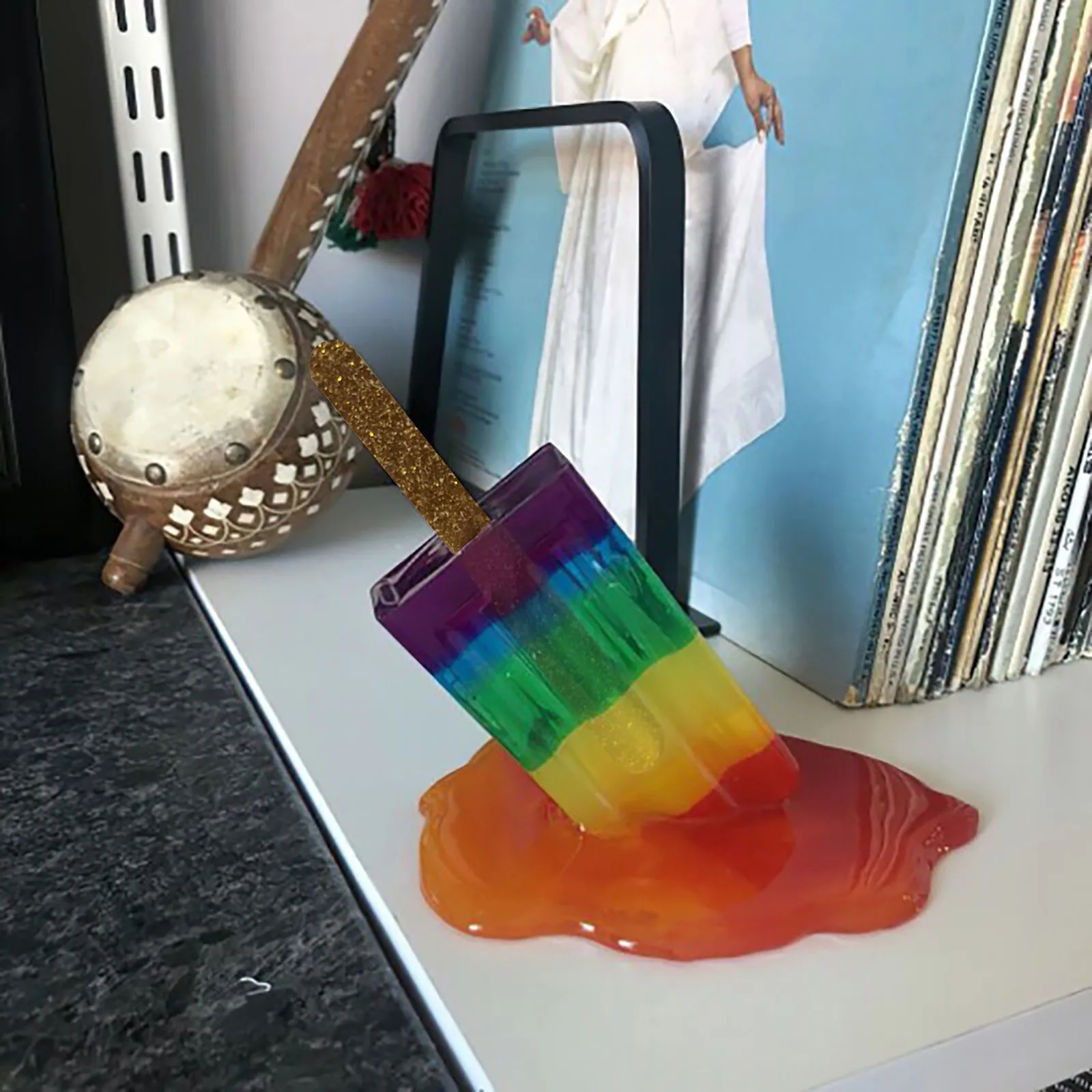 Colorful Melting Ice Cream Model Ornament Realistic Artificial Lollipop Resin Decoration Crafts For Home Decoration