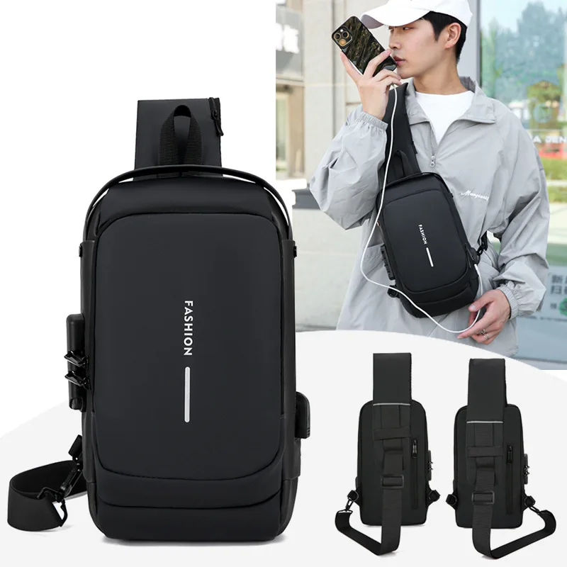 

Men Multi-Functional Crossbody Bag USB Charging Crossbody Package School Short Trip Messengers Gym Men's Sling Sports Pack