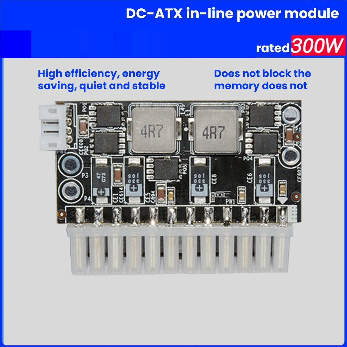 High Power 300W 12V DC5.5X2.5MM Input DC-ATX PSU ATX Switch Mining PSU 24Pin MINI ITX DC ATX PC Power Supply