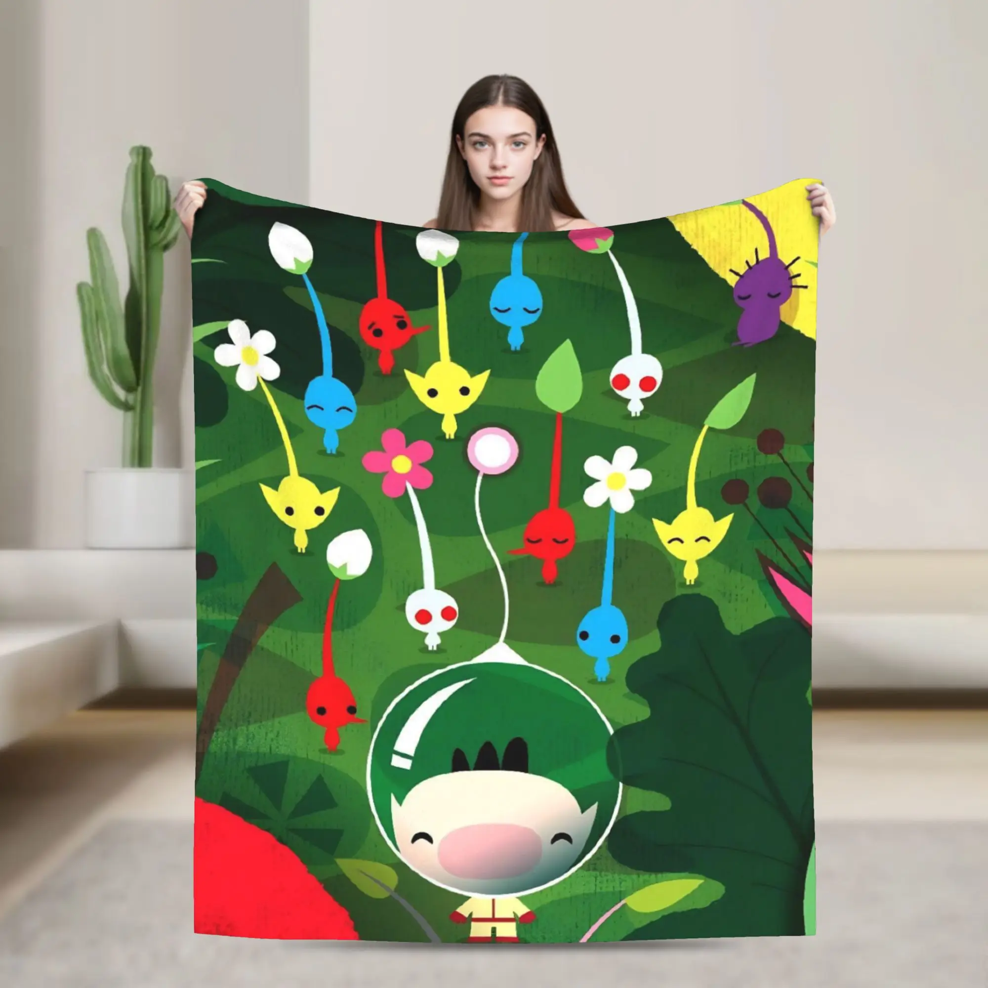 Pikmin Game Blanket  Airplane Travel Flannel Throw Blanket For Couch Chair Sofa Bed Warm Custom Quality Bedspread Gift Idea
