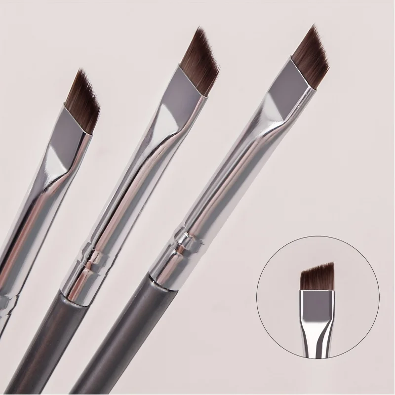 3 Silver Superfine Eyeliner Brushes Soft Brush Eyebrow Brush Portable Multi-Function Makeup Tools