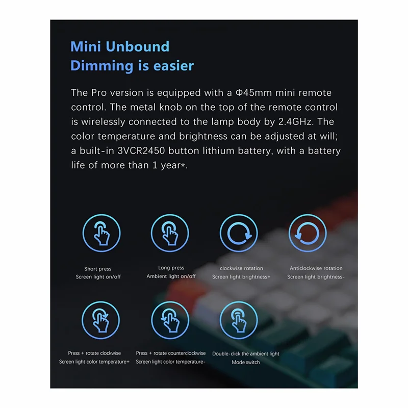 RA97 Curved Monitor Light RGB Color Sound-Sensitive Music PC Hanging Game Dimming Eye-Care Wireless Remote Control(B)