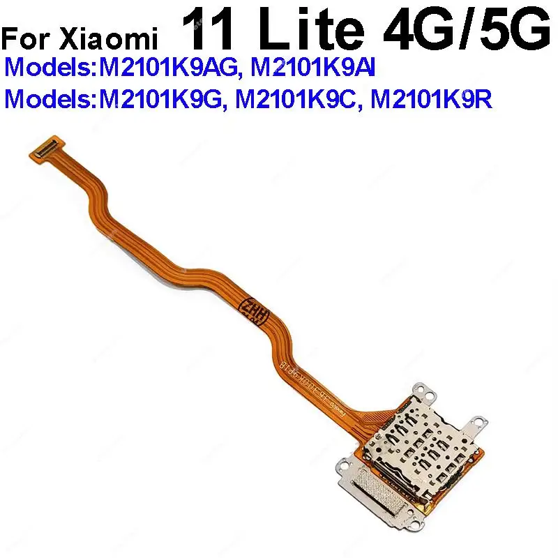 SIM Card Tray Reader Flex Cable For Xiaomi Mi 11 12 Lite Mi 11i Mi 11X Mi11X Pro SIM Card Tray Socket Slot Flex Cable Parts