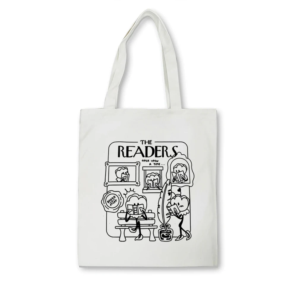 The Readers cotton & heavy canvas tote bag options library book bag graphic design tote bag daily casual shopping bag