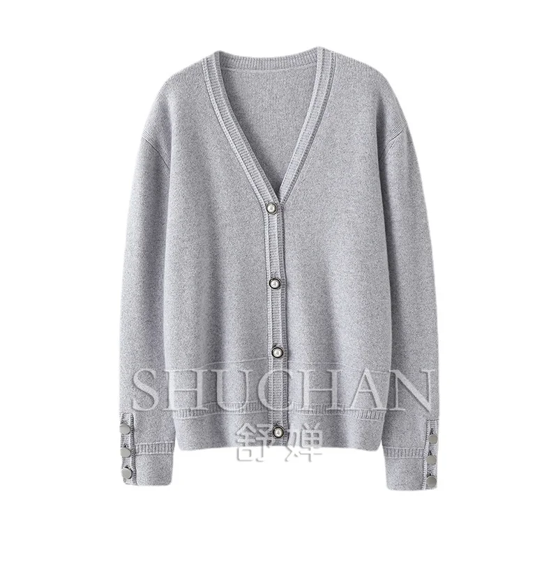 

100% cashmere women Cardigan sweater women winter warm tops V-Neck cropped cardigan sweaters for women