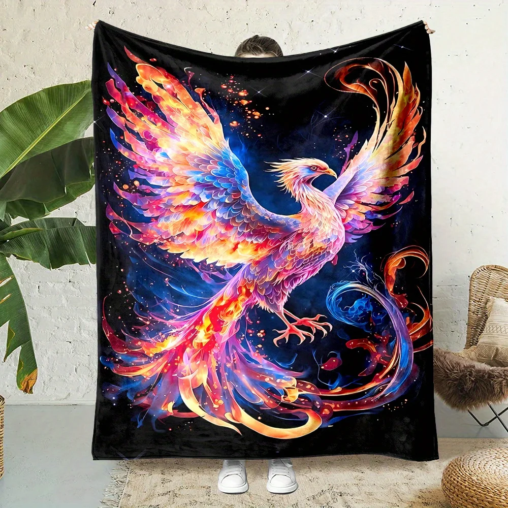 

Luxurious Phoenix Print Flannel Throw Blanket - Soft, Reversible & Machine Washable for All Seasons - Perfect Gift for Family