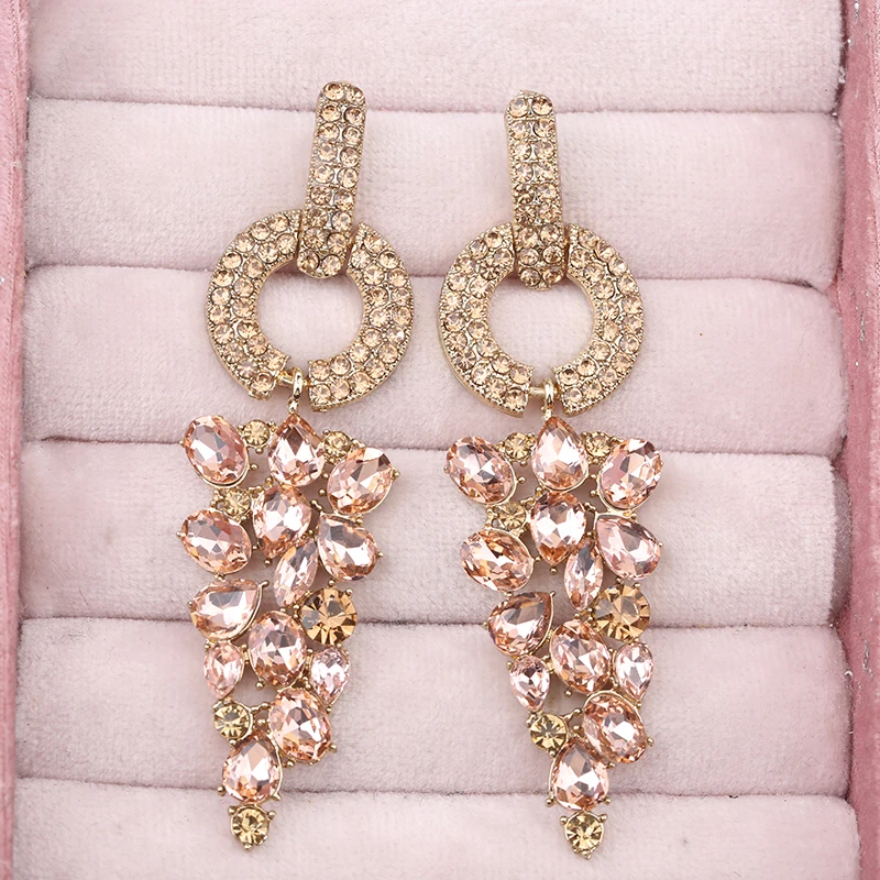 VEYO Trendy Rhinestone Drop Earrings Hollow Elegant Party Long LadyEarrings for Women Fashion Jewelry Gift Wholesale