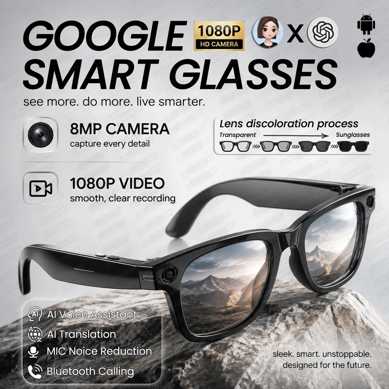 Musical Instrument Glass - Kacamata Pintar Kamera HD 8MP Vlog