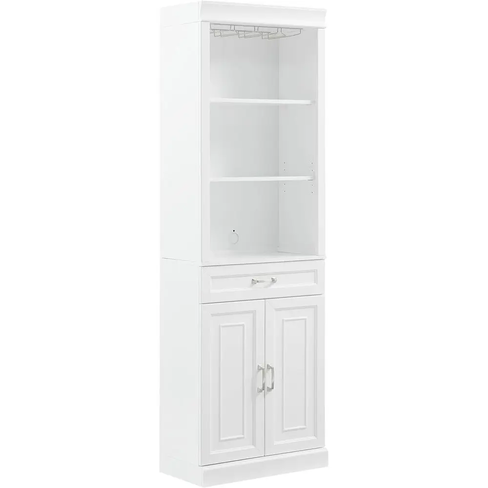 

White Wine, Liquor, and Coffee Bar Cabinet with Storage Shelves and Drawers