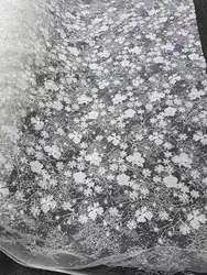 1.3M Wide Double layered embroidered lace fabric Tulle Mesh & Lace Base Composite fabric excellent beaded lace clothing Costume