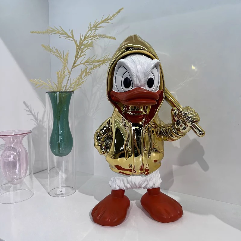 ديزني لعبة دونالد داك النحت شخصيات كرتونية نموذج غرفة المعيشة ديكور للطاولات الراتنج الحرفية الحيوان تمثال تمثال لعبة للطفل هدية