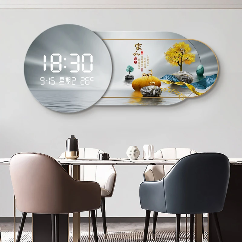 Temperature Humidity Wall Clock Style Office Luxury Horizontally Modern Digital Wall Clock Modern Reloj De Pared Home Decor