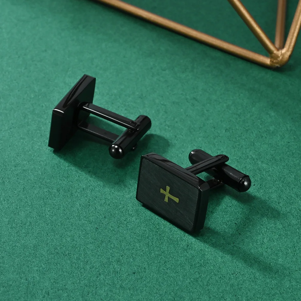 أزرار أكمام للرجال كروس، أزرار أكمام مربعة عالية الجودة من الفولاذ المقاوم للصدأ، ملحقات قميص بدلة مأدبة الزفاف