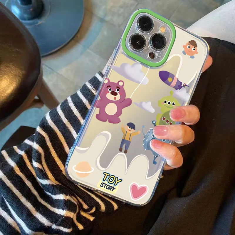 Toy Story Strawberry Bear Monster Clear Space Phone Case For Vivo T1 V15 V23 V23E V25 V27 V29 V29E V30E V40 5G Pro Transparent