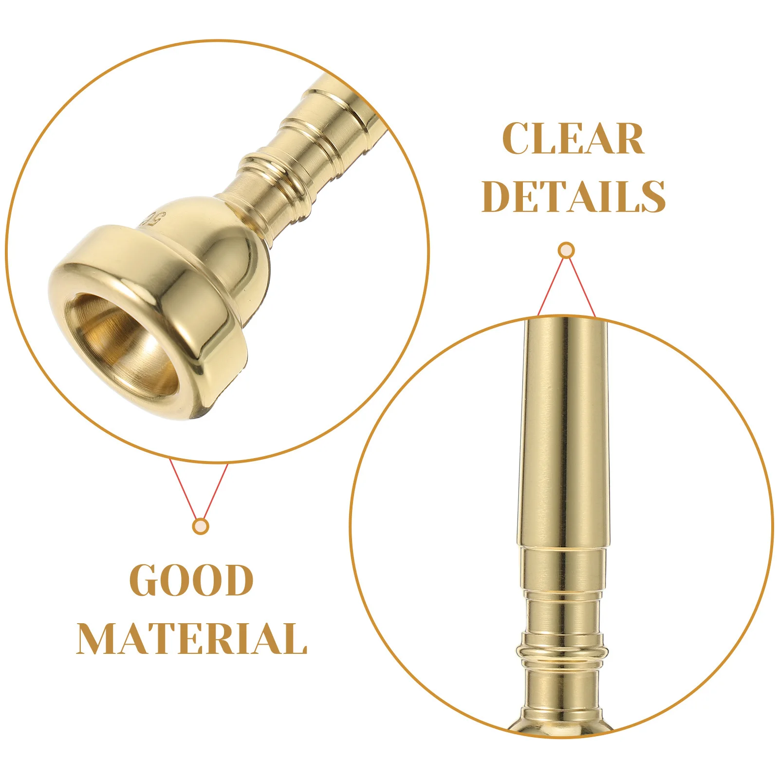 قطعتان من قطع أبواق البوق النحاسية بتصميم عالمي، قطعة فم بديلة معدنية ناعمة للعب بدون جهد للطلاب و