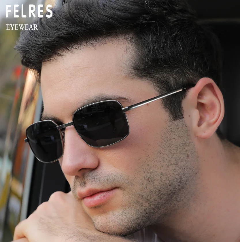 Foldable Metal Black Square Myopia Glasses Men Finished Prescription Nearsighted Glasses Outdoor Driving Distance Sunglasses