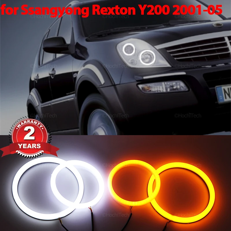 Cotton LED Angel Eyes  Ring Headlight Lamps For Ssangyong Rexton Y200 2001-2005 Ultra Bright Refit Day Light turn signal