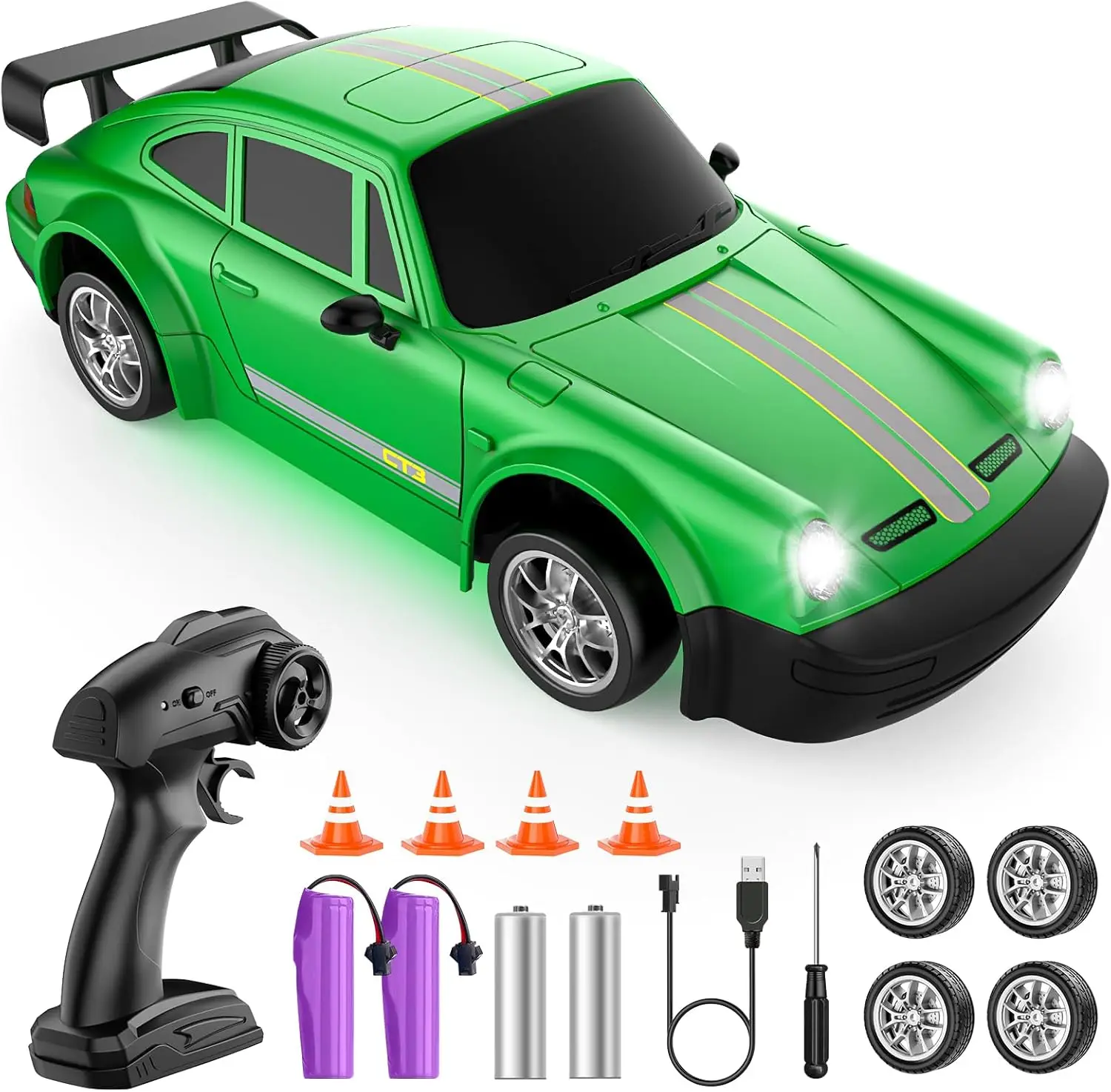 

RC Drift Car 1:24 Scale, 4WD Remote Control Car with LED Lights 20KM/H High Speed, Dual-Mode Racing