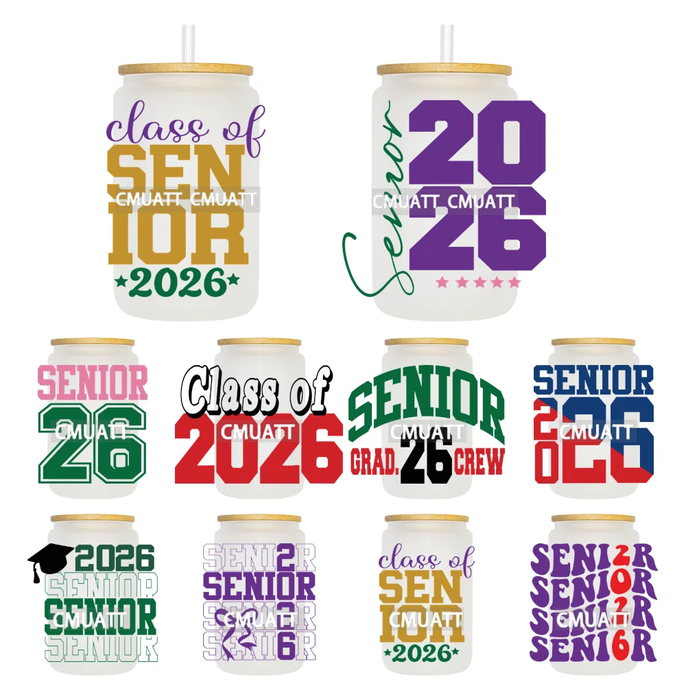 

Наклейки для переноса UV DTF класса 2026 Senior Edition, готовые к наносу, хорошее качество, принты для Kubka Libbey Cold Cup, стакан