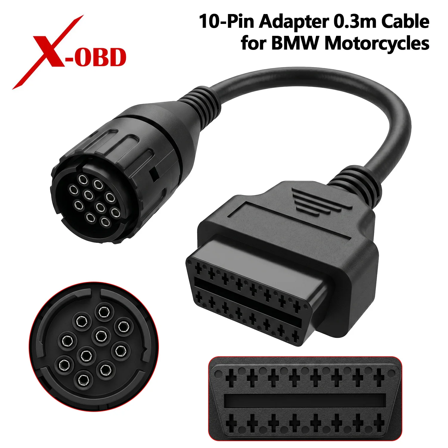 For BMW Motorcycle 10PIN Cable 10 Pin OBD2 16 PIN Adapter Cable for ICOM D ICOM Adaptor for Motorcycles&E-Series OBD2 Cable 30cm