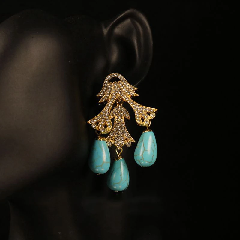 

Turquoise New Chinese Style Earrings vintage stylish delicate eardrop for women