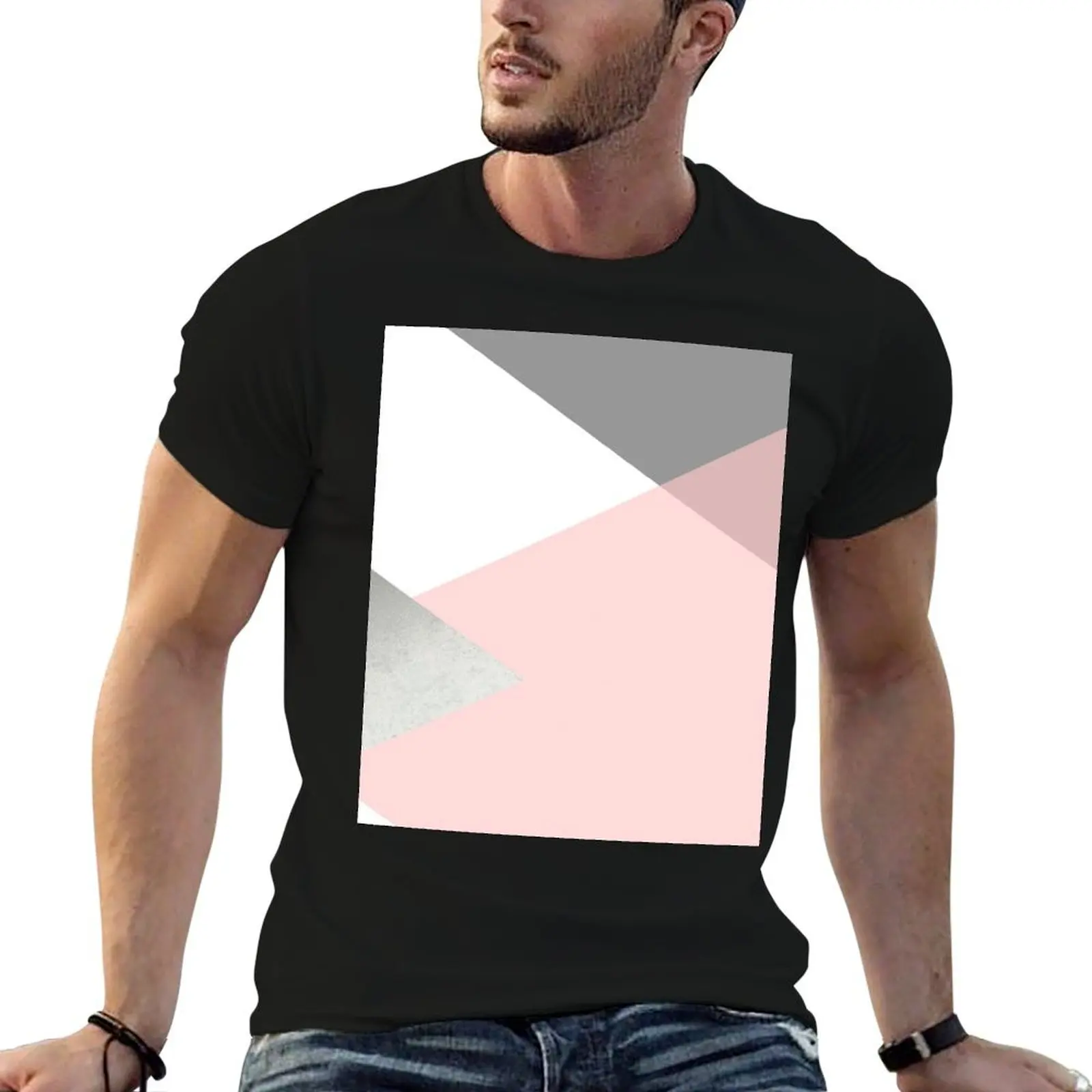 Geometrics - grey blush silver T-Shirt cheap stuff basketball graphic tees heavyweights mens t shirts top quality