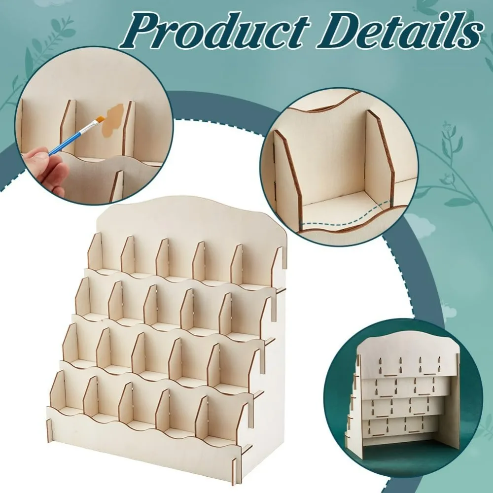 حامل عرض بطاقات المعايدة مكون من 4 طبقات، حامل بطاقات خشبي، منظم تخزين ملصقات محمول لمجموعة طاولة بائع البيع بالتجزئة #4