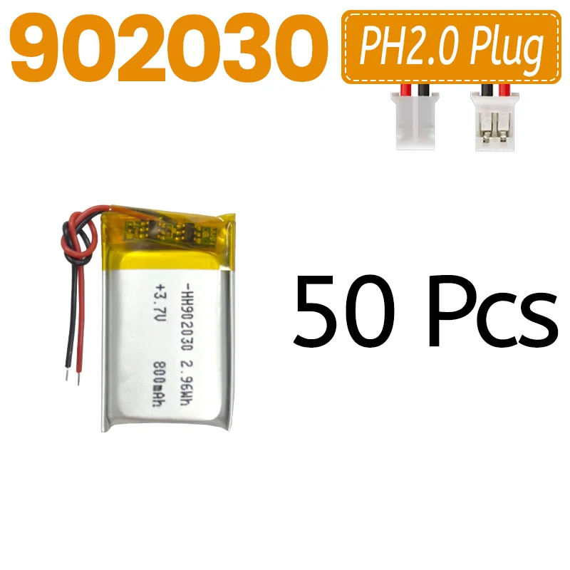 3.7V 800mAh Polymer Lithium LiPo Rechargeable Battery 902030 For Bluetooth Headset, Beauty Instrument, Selfie Stick, Spray, Etc