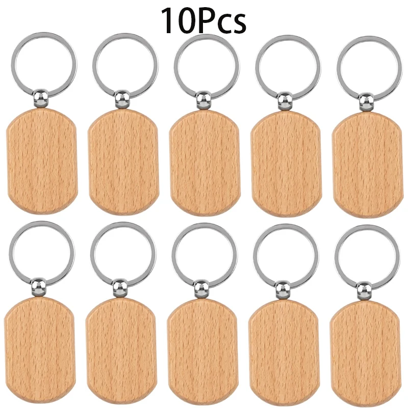 10Pcs Wooden Keychain Bag Charm Families Member Gifts Keyrings