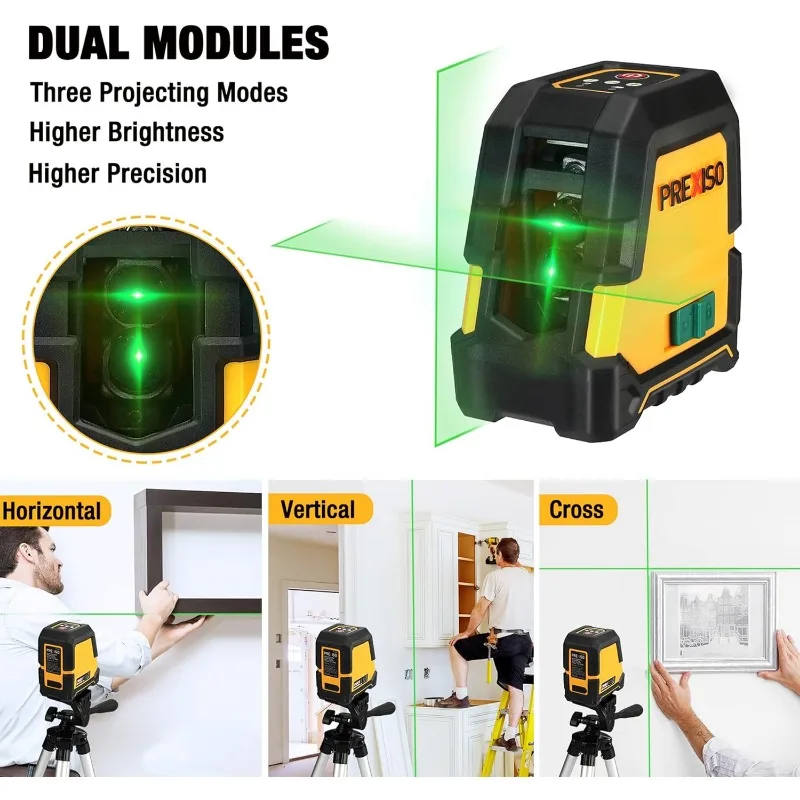 Laser Level Self Leveling - 100Ft Rechargeable Cross Line Laser, Green Line leveler Tool for Construction