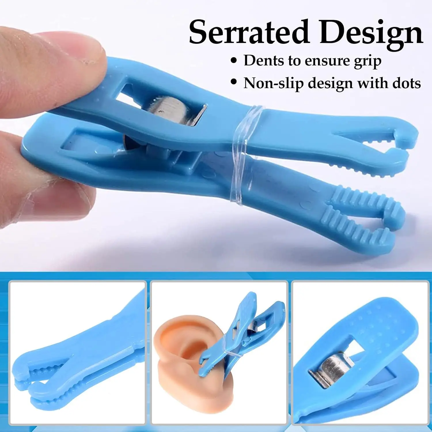 Disposable Triangle Body Piercing Needle Slot Forcep Clamp Piercing Clip Forceps Ear Nose Lip Navel Piercing Supplies Blue Plier