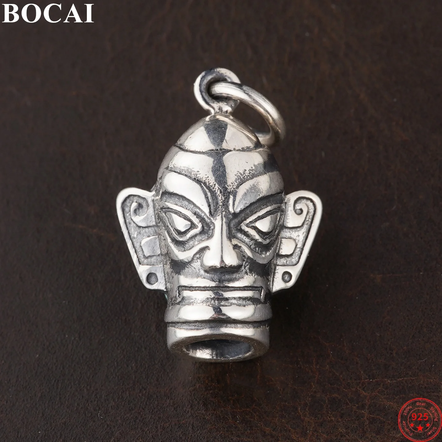

BOCAI S925 Подвески из стерлингового серебра для женщин и мужчин Ретро Sanxingdui Бронзовая маска Очарование Панк Модные ювелирные изделия оптом
