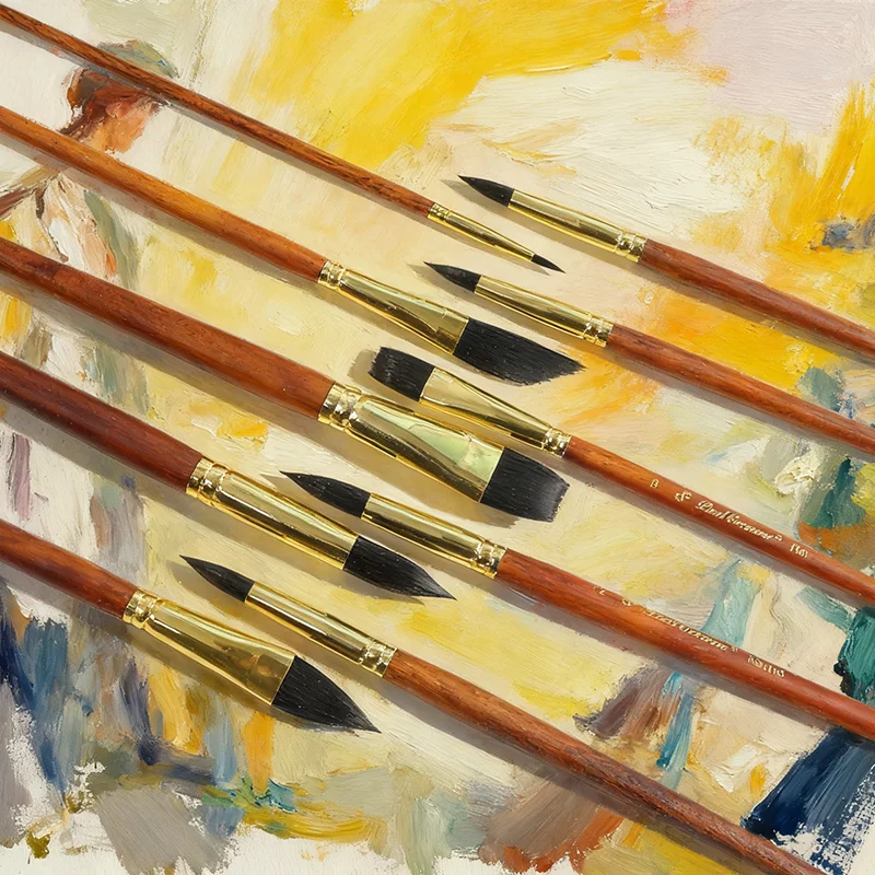 10-teiliges Pinselset aus Walnussholz und Kupferrohr mit gemischten Köpfen aus synthetischem Eichhörnchenhaar, spezialisierten Kunstpinseln – Detail 3