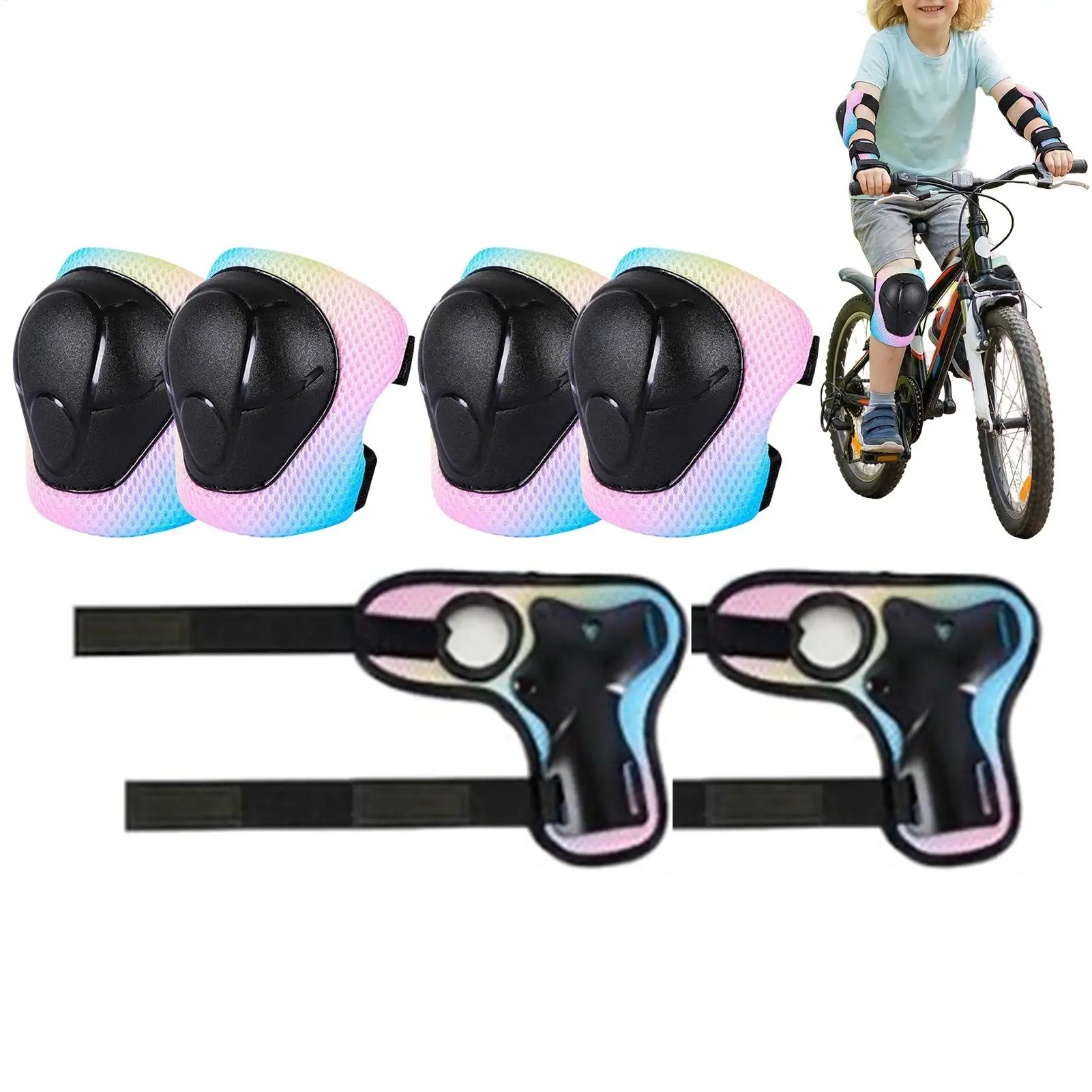 

Детские наколенники и налокотники, дышащее легкое велосипедное защитное снаряжение для детей, для мальчиков и девочек, велосипед для катания на роликах