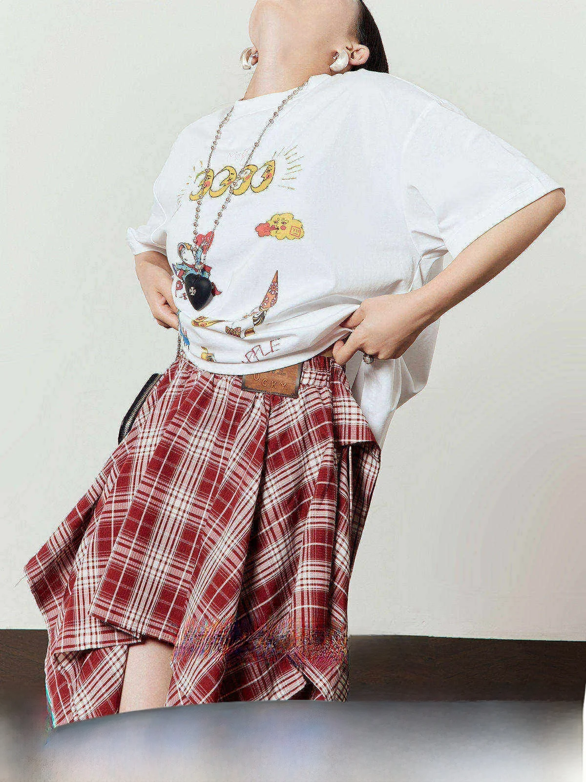 

Retro Print Casual Loose Short Sleeve T-Shirt Women's Summer New Design Sense Leisure Cotton Polyester Blend Elastic Fiber