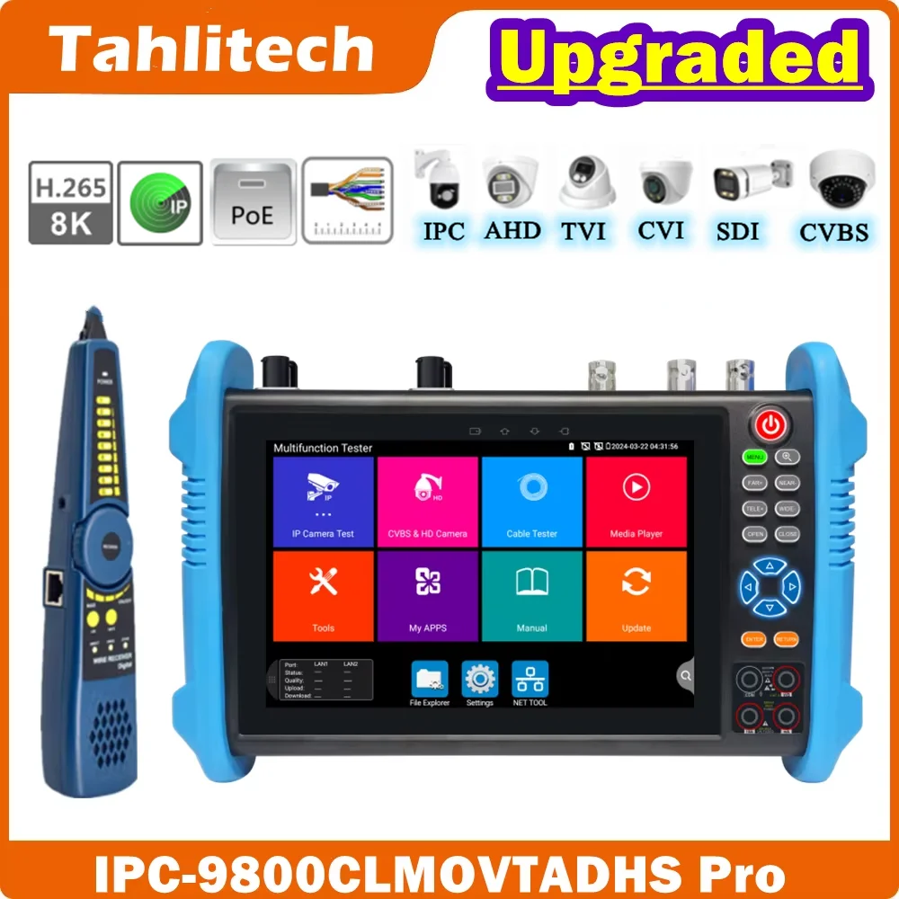 

Tahlitech 8K IP Camera CCTV Tester PoE++ SFP PTZ Control Digital Multimeter WIFI Analyzer OPM VFL Test UTP/RJ45 TDR Cable Tester