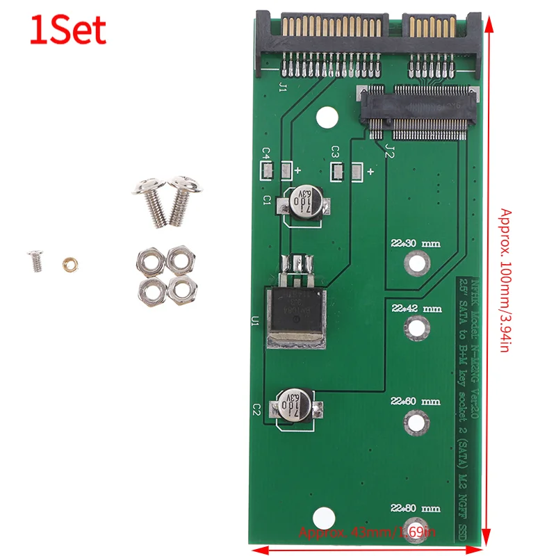 1Set Ngff ( M2 ) Ssd To 2.5 Inch Sata Adapter M.2 Ngff Ssd To Sata3 Convert Card.