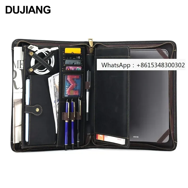

Wholesale fashion design handmade notepad holder merchant soft notebook sleeve set cowhide Macbook leather cover