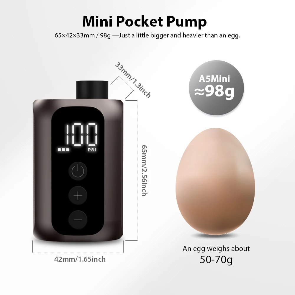 BSCOBBER A5mini Pompka do Opon 100PSI Wysokociśnieniowa Przenośna Bezprzewodowa Pompka Powietrza Akumulatorowa Akcesoria Rowerowe — 2