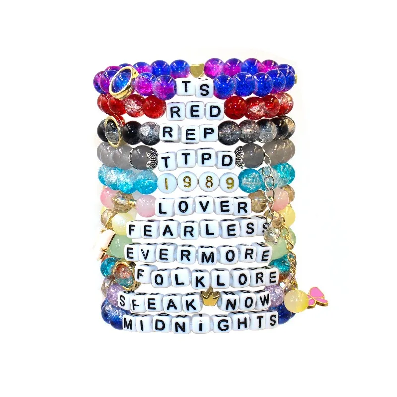 Taylor Fans Bracelet Colorful Crystal Customized Music Album RED TTPD 1989  Letter Beaded Friendship Bracelet for Women and Men