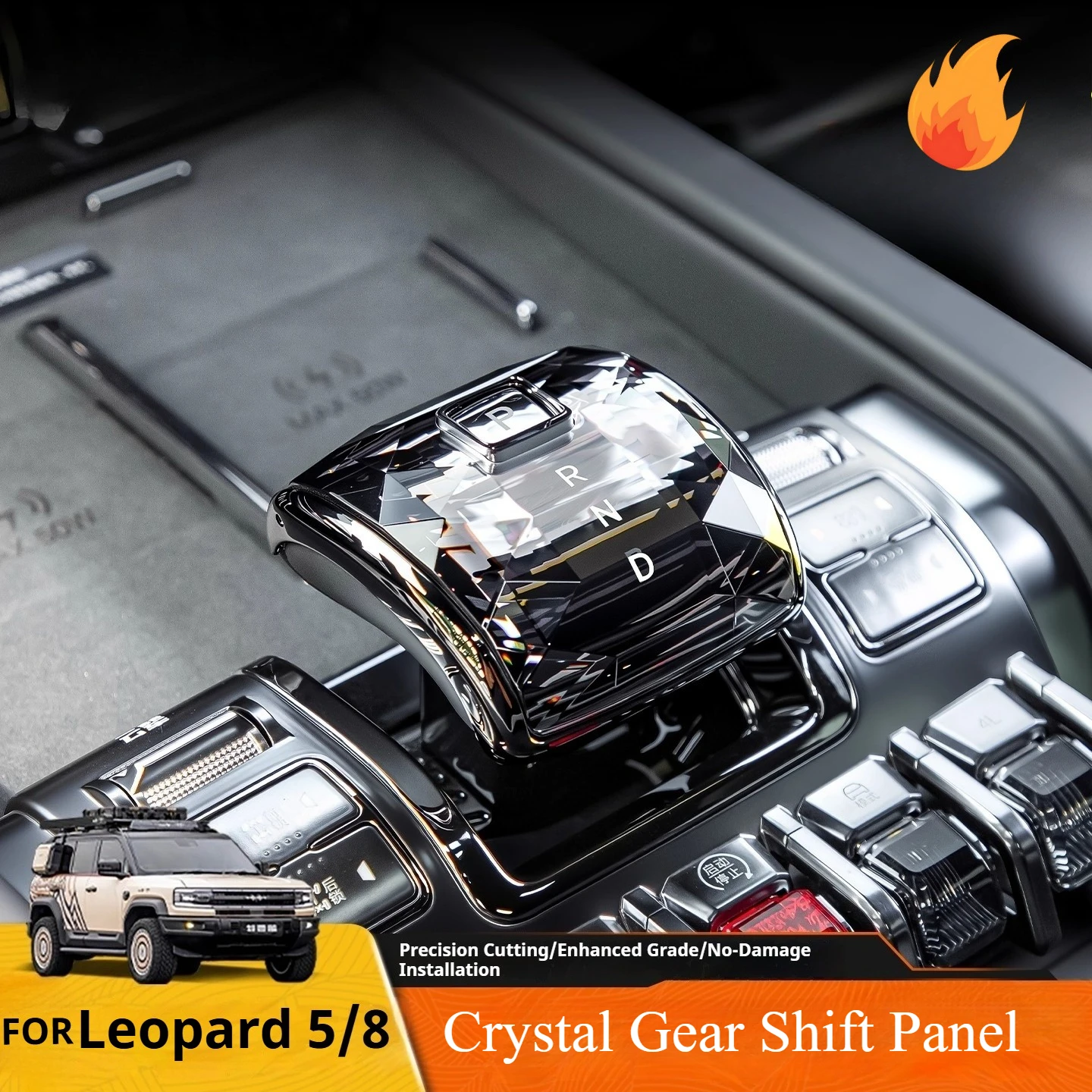 

For BYD Equations Leopard 5 Leopard 8 Crystal Gear Shift Knob Cover Car Crystal Handle Gear Shift Knob