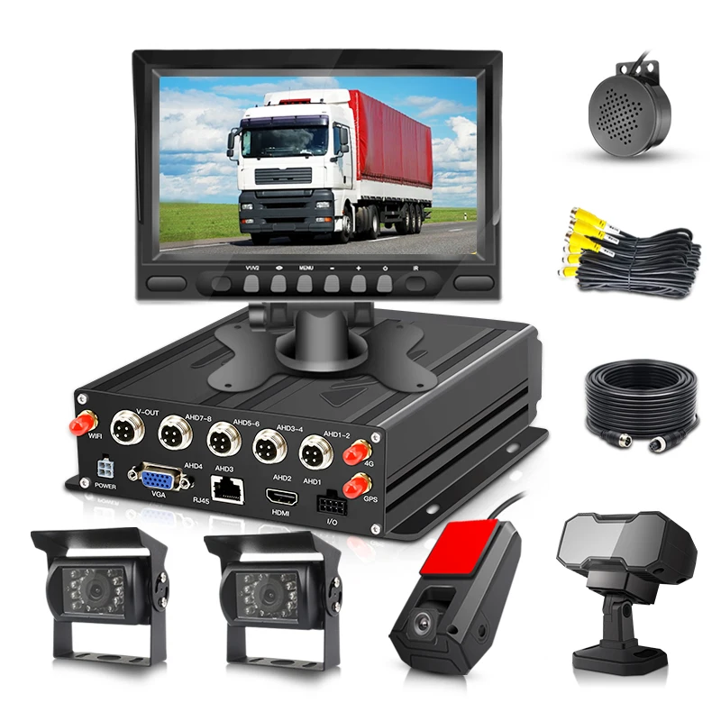 Heavy Truck Bus 4G GPS WIFI SD MDVR ADAS DSM DMS Camera Car Fleet Management System 4CH AHD Mobile DVR Camera System